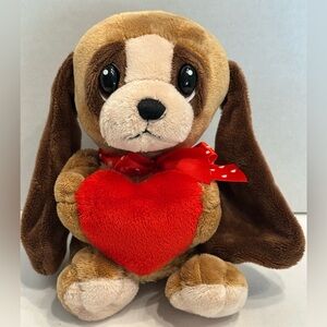 GANZ Dog Plush with Red Heart Long Ears Stuffed Animal